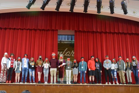 2020 Homecoming Court candidates gather in the auditorium on March 3.