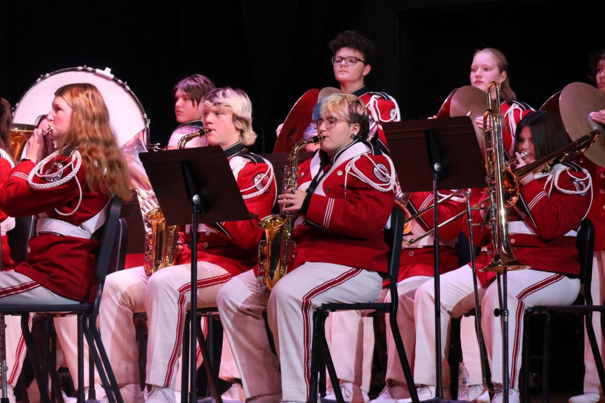The band plays during the Christmas concert Dec. 5 in the auditorium.