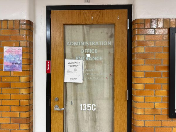Administration Office entrance in main hallway.