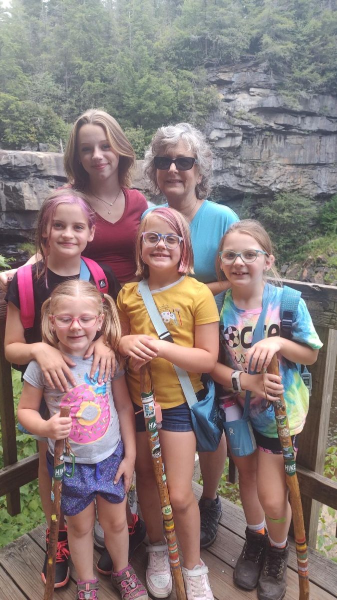 Berry on a hike with her granddaughters at Blackwater Falls State Park. 