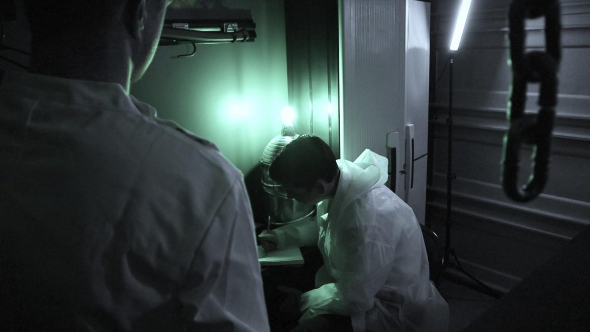 Phillip Mixon and Payton Johnson on the original set for "Project: Frankenstein" in 2024. Johnson is a member of the Filmmaker's Guild and will play Fritz in the new production of the film.
