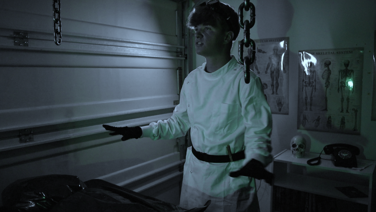 Phillip Mixon on the set of "Project: Frankenstein" 