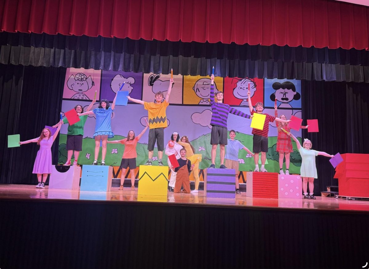 Cast of “You’re a Good Man, Charlie Brown” during “The Book Report” scene.