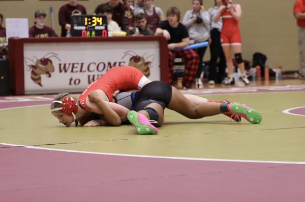 Senior Karma Hedges competing at Williamstown High School on Dec. 7, 2024 during her second season.